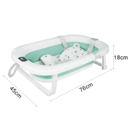 Foldable Baby Bathtub With Bath Mat, Baby Bathtub With Integrated Thermometer, Portable Baby Bathtub For Babies From 0-36 Months