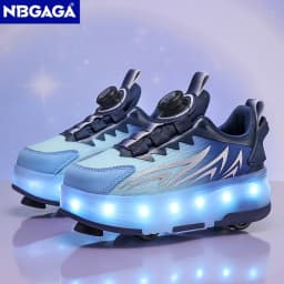 Luminous Roller Skate Shoes with 4 Removable Wheels Glowing LED Sneakers for Kids Boys Girls USB Charging Sports Shoes