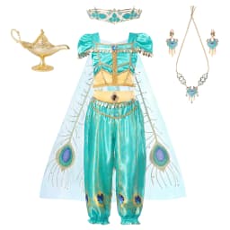 Muababy Jasmine Aladdin Princess Dress for Girls Cosplay Costume Birthday Party Fancy Outfit Toddler Kids Fairy Tale Vestid0