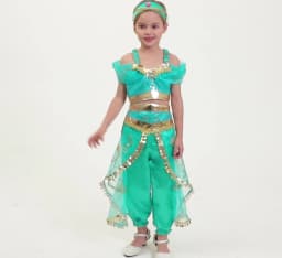 Muababy Jasmine Aladdin Princess Dress for Girls Cosplay Costume Birthday Party Fancy Outfit Toddler Kids Fairy Tale Vestid0