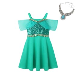 Muababy Jasmine Aladdin Princess Dress for Girls Cosplay Costume Birthday Party Fancy Outfit Toddler Kids Fairy Tale Vestid0