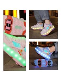 Children's Sneakers Roller Shoes With 4 Wheel Outdoor Parkour Skates Dual-Use Kids Girls Boys Roller Skates Glowing LED Light