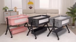 Baby Bassinet Bedside Sleeper, Portable Newborn Bassinet for Baby, Bedside Crib with 360° Visible Breathable Mesh Window