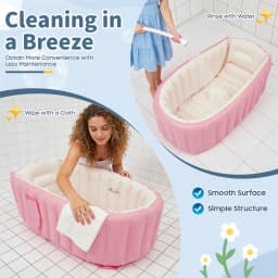 Portable Foldable Inflatable Baby Bathtub Eco-Friendly PVC Infant Bath Tub for 0-3 Years with Inflator Pump Side Storage Pocket Home Travel Hotel