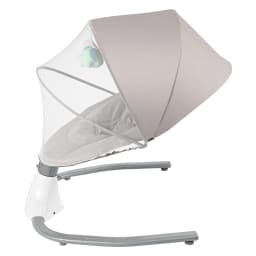 Bymaocar Baby Swing Infant Rocker Newborn Electric Cradle with Bluetooth Music USB Remote Control Timer 4 Angle Adjustable 25° Ergonomic Seat 3-Point Safety Harness Anti-Slip Base Lockable 0-18 Months 39.68lbs Grey S-Y608 Washable Cover Mosquito Net