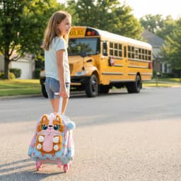 Meetbelify Rolling Backpack for Girls 3D Cartoon Plush Wheeled School Bag with Lunch Box Pencil Case Ages 6-8