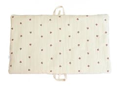 Baby Portable Travel Mat, Thick Padded Infant Nap Play Mat with Carry Straps, Embroidered Breathable Sleeping Pad
