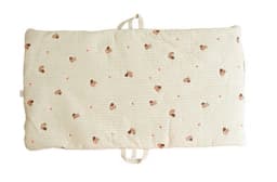 Baby Portable Travel Mat, Thick Padded Infant Nap Play Mat with Carry Straps, Embroidered Breathable Sleeping Pad