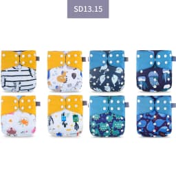 Elinfant ECO-friendly Diaper Set Baby 8 Pcs Pocket Diapers One Size Gray Mesh Cloth Adjustable Cloth Nappy For Baby Girls&Boys