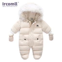 Ircomll Hight Quality Baby Clothes Overalls for Children Winter Hooded with Fur Warm Infant Romper Jumpsuit Kids Clothing Toddle