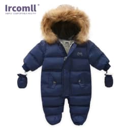 Ircomll Hight Quality Baby Clothes Overalls for Children Winter Hooded with Fur Warm Infant Romper Jumpsuit Kids Clothing Toddle