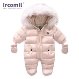 Ircomll Hight Quality Baby Clothes Overalls for Children Winter Hooded with Fur Warm Infant Romper Jumpsuit Kids Clothing Toddle