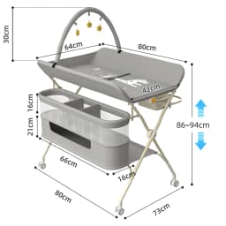 4 in 1 Folding Changing Table, Mobile Changing Unit, Height-adjustable Changing Station With Toy Arch & Storage Basket