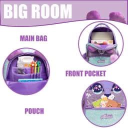 Girls Rolling Backpack with Lunch Box School Backpacks with Wheels 16.5" Roller Backpack for Girls, 3pcs Kids Wheeled Bookbag