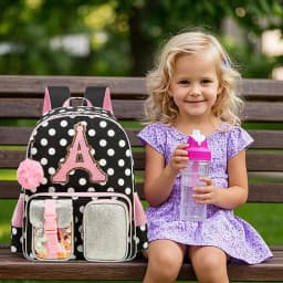 Backpack for Girls Letter Backpacks for Elementary Student Teen Girls Cute School Bag Kids Bookbag for Kids 8-10