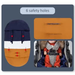 0-24 Months Baby Stroller Footmuff Winter Envelope Navy Blue White Brown Patchwork Fluffy Windproof Warm Removable Fur Collar
