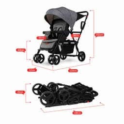 Lightweight Tandem Stroller, Back Seat Can Load 2-5 Ages Kids, Foldable Twins Stroller Can Sit Can Lie Twins Stroller