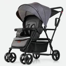 Lightweight Tandem Stroller, Back Seat Can Load 2-5 Ages Kids, Foldable Twins Stroller Can Sit Can Lie Twins Stroller
