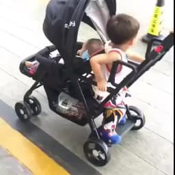 Lightweight Tandem Stroller, Back Seat Can Load 2-5 Ages Kids, Foldable Twins Stroller Can Sit Can Lie Twins Stroller