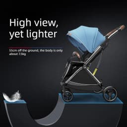 High-view Four-wheel Baby Stroller, Reversible, Lightweight and Foldable, with A Safety Carrier – A Three-in-one Stroller.
