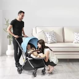 High-view Four-wheel Baby Stroller, Reversible, Lightweight and Foldable, with A Safety Carrier – A Three-in-one Stroller.