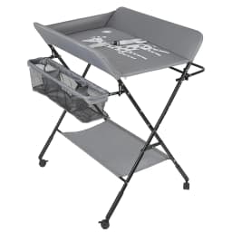 4-wheel folding baby changing Table with 0-3 years Storage basket