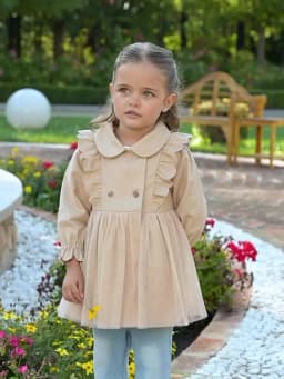 Dave Bella Children's Jacket Autumn Spring Trench Coats For Teenage Girls Sweet Khaki Top Soft Outerwear Kids Clothing DB1250437