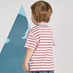 Dave Bella Boys Striped T-shirt Summer Short Sleeve Pullover Pure Cotton Bottoming Top Cool Casual Children Clothes DB2261630