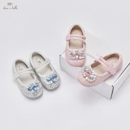 Dave Bella Children Autumn Leather Shoes Girls Princess Shoes Sparkling Crystal Kids Shoes Gentle Sweet Party Casual DB3262535