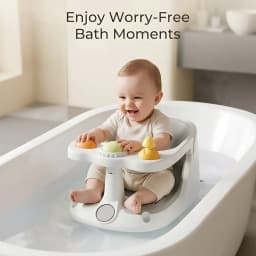 Baby Bath Seat with Interactive Toys, Non-Slip Suction Cups, Breathable Mesh, for Sit-Up Babies, 6-36 Months Easy to Clean