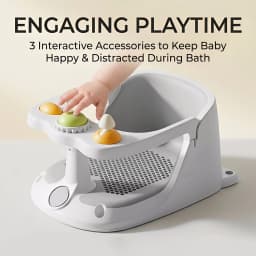 Baby Bath Seat with Interactive Toys, Non-Slip Suction Cups, Breathable Mesh, for Sit-Up Babies, 6-36 Months Easy to Clean
