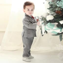 Kids Boys Gentleman Plaid Suit Outfit Jacket Pants Suspenders Bow Tie Formal Wedding Party Photograph Costume for Baby Boy Cloth