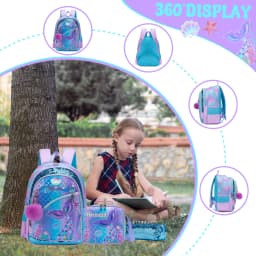 Backpack for Girls School Backpack with Lunch Box for Elementary Student Teen Girls Cute School Bag Kids Book