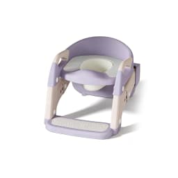 2-in-1 Foldable Toddler Toilet Ladder Seat, Adjustable Potty Training Chair with Non-Slip Steps & Anti-Slip Foot Pads, Stable Toilet Trainer for Boys Girls, Kids Bathroom Potty Seat Available in Grey Green Purple