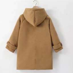 Fall Winter Girls Hooded Duffle Coat Toggle Button Wool Blend Windproof Warm Daily Outerwear School Kids Overcoat Casual Outfits