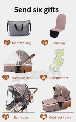 Lightweight & Compact 3-in-1 Travel System, One-Hand Easy Fold Baby Stroller, Breathable Material Oversized Canopy, Shock-Absorption Wheels, 2026 New