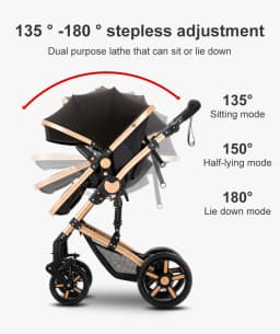 Compact Baby Stroller 3-in-1 Portable Newborns Baby Car with Car Seat High View Pram Travel System Buggy Foldable Baby Carriage