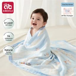 AIBEDILA Bamboo Cotton Baby Swaddle Blanket Thin Summer Gauze Bath Towel Lightweight Newborn Cover Blanket for Kids