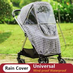 Wind Shield Rain Cover Universal 2 in1 Rain Coat for Baby Stroller Waterproof Winter Warm Cotton Hood Stroller Accessories