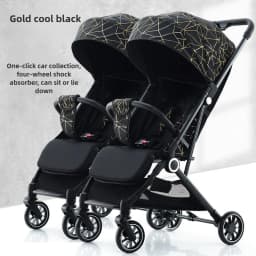 Twin Baby Stroller High View Detachable Stroller Foldable and Lightweight Stroller with Sitting and Lying Function