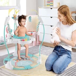 Baby Sky Jumperoo Baby Walker with Adjustable Heights, Toys & Music Box, Bouncy Chair with 360° Rotating Seat