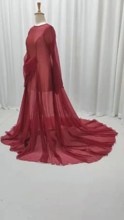 Simple Style Long Sleeve Soft Tulle Dress Clothes For Pregnant Women Floor Length Long Tail Dress Maternity Photo Shoot Dresses