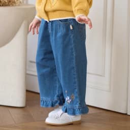 Dave Bella Children Embroidery Jeans Pants Girls Wide Leg Autumn Spring Trousers Denim Elastic Straight Trousers DB3262597