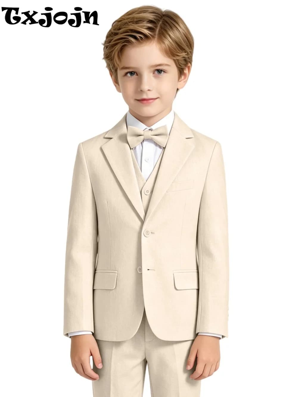 Notched Lapel Boys Suit Set 3 Pieces For Stage Performance Smart Formal Kids Slim Fit Suits Wedding Guest Clothes 2-20T Tuxedo