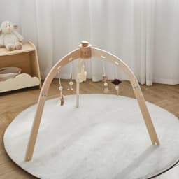 Wooden Baby Gym Frame Foldable Space Saving No Tools Assembly Lightweight 1130g Rounded Edges for Newborns