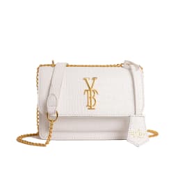 Chic Vintage Clutch Purse - Minimalist Evening Bag with Crystal Embellishments & Art Deco Lettering