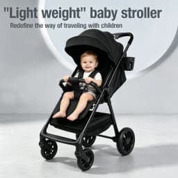 Foldable Baby Stroller Lightweight Portable Travel Pushchair Newborn Infant Pram 0-36 Months All Terrain Swivel Front Wheel Shock Absorber 5-Point Harness Foot Brake 5kg Storage Basket Adjustable Canopy Compact Buggy