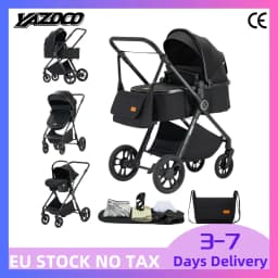3 In 1 High View Baby Travel Stroller Complete With Infant Safety Car Seat, Light Duty Rust-Proof Aluminum Alloy Support Frame, Skin-Friendly Breathable Mesh Summer Seat Cushion, One Step Easy Folding Infant Pushchair, Multi-Position Reclining Toddler Pra
