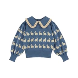 2026 Fall/Winter New Girls' Sweater Cute Rabbit Versatile Printed Knitted Sweater Children's Western-style Long-Sleeved Top