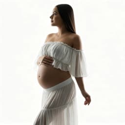 Cooling White Chiffon Maternity Dress - Breathable Lightweight Two Piece Off Shoulder Summer Gown for Maternity Photoshoot